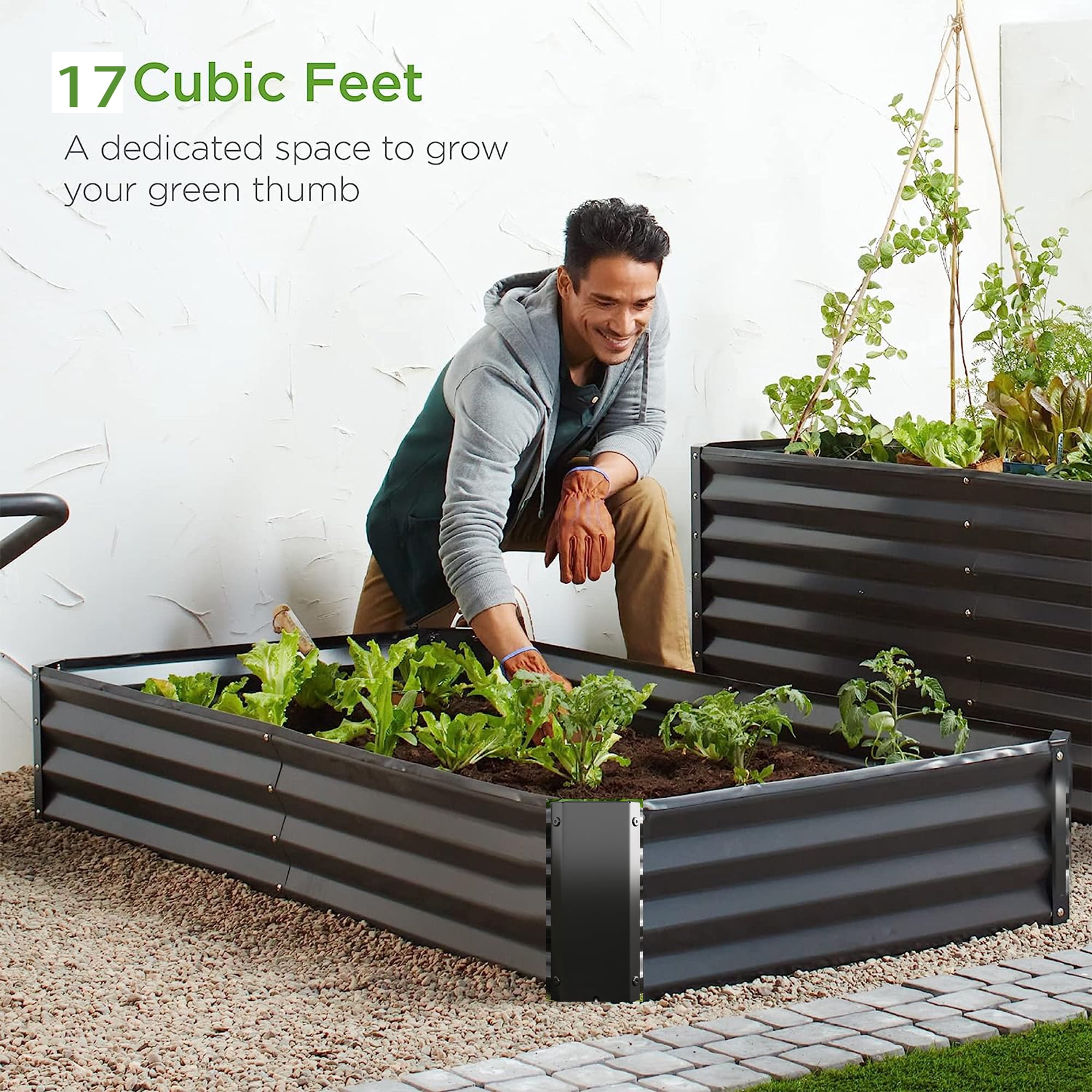 Segmart Raised Garden Bed, 4×2×1ft Rectangle Planting Vegetables Herb for Indoor & Outdoor Use, Vegetables Raised Garden Bed Set for Flower Vegetable Grow, SS2235