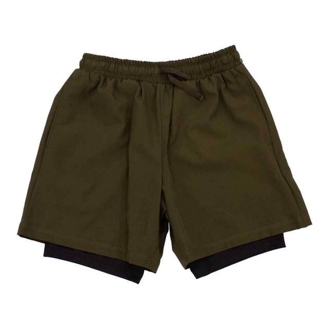 Bermuda Athletic Works para Niño Diseño Doble con Jareta y Bolsillos Verde Talla 10