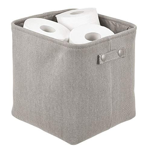 Mdesign Soft Cotton Fabric Bathroom Storage Bin With Coated Interior And Handles Organizer For Towels Toilet Paper Rolls For Closets Cabinets Shelves Textured Weave Light Gray Walmart Com Walmart Com