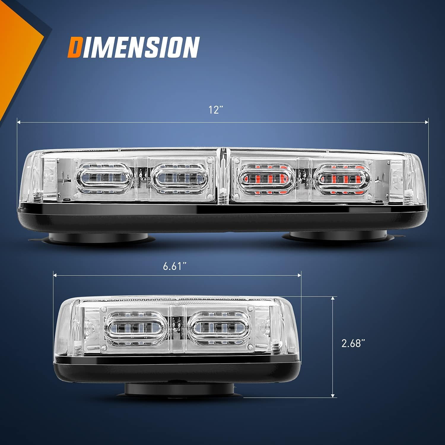 Nilight 12inch Roof Top Strobe Lights 48Led Hazard Light Emergency Safety Warning Led Flashing Light Bar Magnetic Mount 12V 24V Cars Trucks Tractors Snow Plows Construction Vehicles