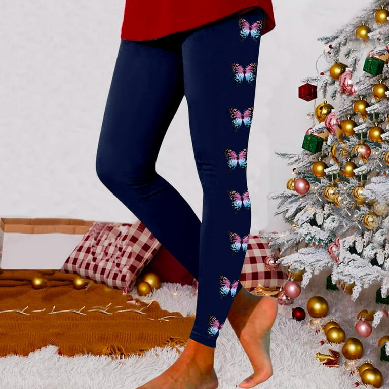 Ladies Lightweight Legging Trendy Casual Butterfly Print Breathable Trousers Fitness Lift Lightweight High Waisted Tummy Control No See Through Soft Yoga Pants Classic Workout Running Leggings Walmart...
