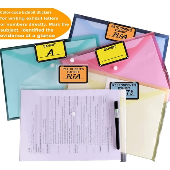 300 Pcs Legal Exhibit Stickers 1.65 x 1 Inches Fluorescent Yellow Color-Coded Exhibit Labels Name Tag Stickers Blank File Folder Labels for Offices Courts Legal Documents Report Dividers$$Office