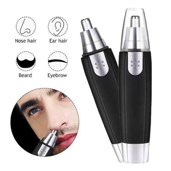Nose Hair Trimmer for Men and Women,Professional Painless Clean Nasal, Ear & Facial Hair Electric Trimmer,Battary-Operated Eyebrow Clipper,Dual Edge Blades for Easy Cleansing Black