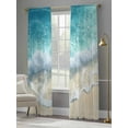 thumbnail image 4 of Aqua Blue Beach Sheer Curtains 96 Inch Length 2 Panels Set for Living Room/Bedroom, Coastal Seawaves Sand Shore Scenery Semi Curtain Sheers Drapes Rod Pocket Curtains Window Treatment Set 52''x96''x2, 4 of 7