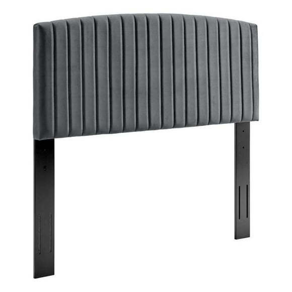 Pemberly Row Tête de Lit Simple Moderne en Velours de Performance, Charbon