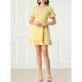 thumbnail image 5 of Allegra K Women's V Neck Ruffle Hem Daisy Button Tie Belt Dress, 5 of 6
