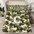thumbnail image 2 of Feelyou Kid Monogrammed C Bed Sheets, Kawaii Green Camo King Sheets, 4pcs, 2 of 7