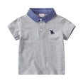 thumbnail image 2 of Boys T Shirts Solid Print Lapel Short Sleeve Button Polo Shirt Tops for Everyday Wear Boys' Tops Tees Shirts Grey 18 Months-24 Months, 2 of 6