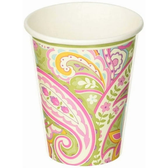 Various Floral 'Pretty Paisley' 9oz Paper Cups (8 Count)