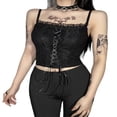 thumbnail image 4 of Women‘s Summer Tank Tops Sleeveless Solid Color Lace Strappy Camisole Slim Fit Vest, 4 of 7