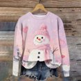 thumbnail image 4 of Women Tops Women's Long Sleeve Sweatshirt Casual Crewneck Loose Fit Pullover Fleece Tops with Christmas Print for Fashionable Holiday Outfits,Pink,XL, 4 of 6