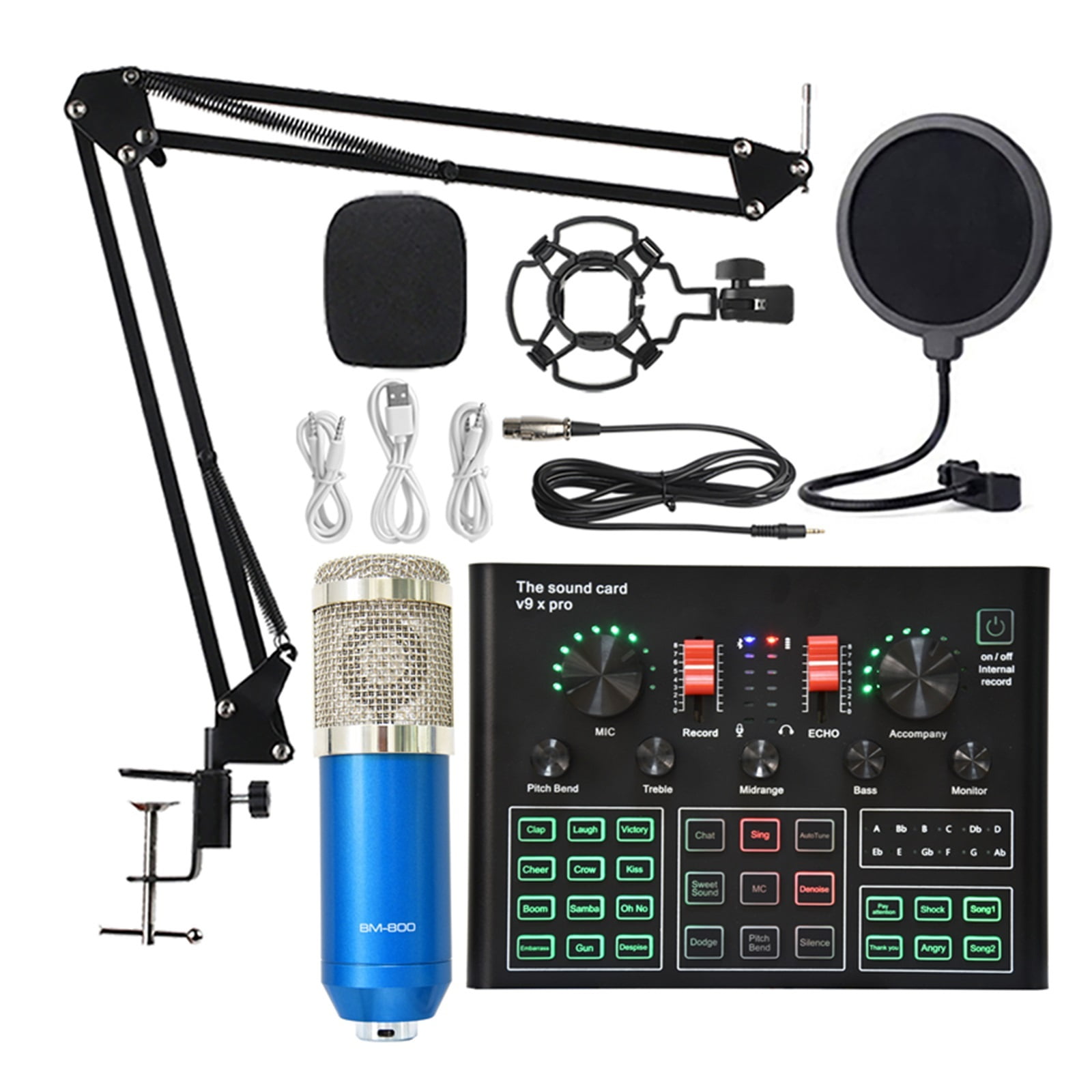 Bm 800 Microphone Sound Card Professional Studio Condenser Wireless Microphone For USB Gaming Singing MIC For PC Phone