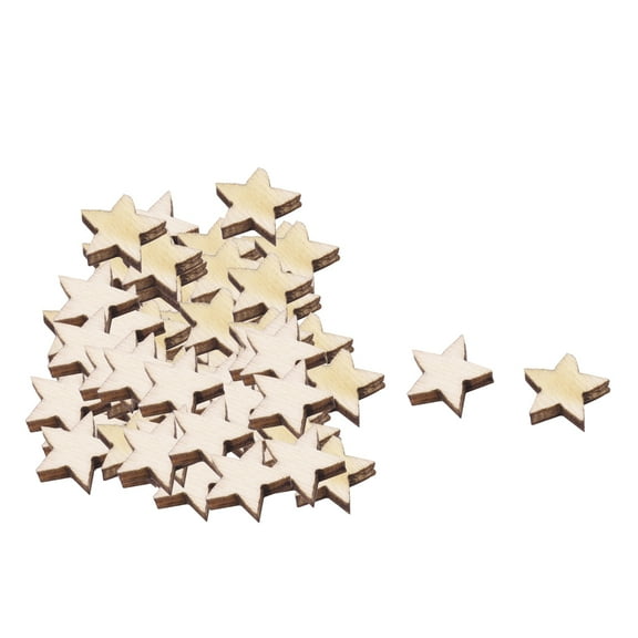 Unique Bargains Wooden Star Shaped DIY Craft Christmas Tree Ornaments Beige 10 x 10mm 100 Pcs