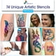 thumbnail image 5 of Kit de tatuaje temporal con purpurina INGALA, 16 colores, 74 plantillas, 5 of 9