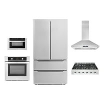 5 Piece Kitchen Package With 30" Slide-In Gas Cooktop 24" Single Electric Wall Oven 24" Built-In Microwave Drawer & French Door Refrigerator