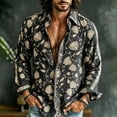 thumbnail image 2 of Men's 70s Vintage Flower Print Button Shirt Casual Relaxed Vacation Top Bohemian Resort Holiday Wear Tunic, 2 of 5