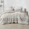 thumbnail image 3 of Delara GOTS Certified 100% Organic Cotton Check Reversible Print Duvet Cover and Sham Set of 2, King 108 "X92", Beige, 3 of 6