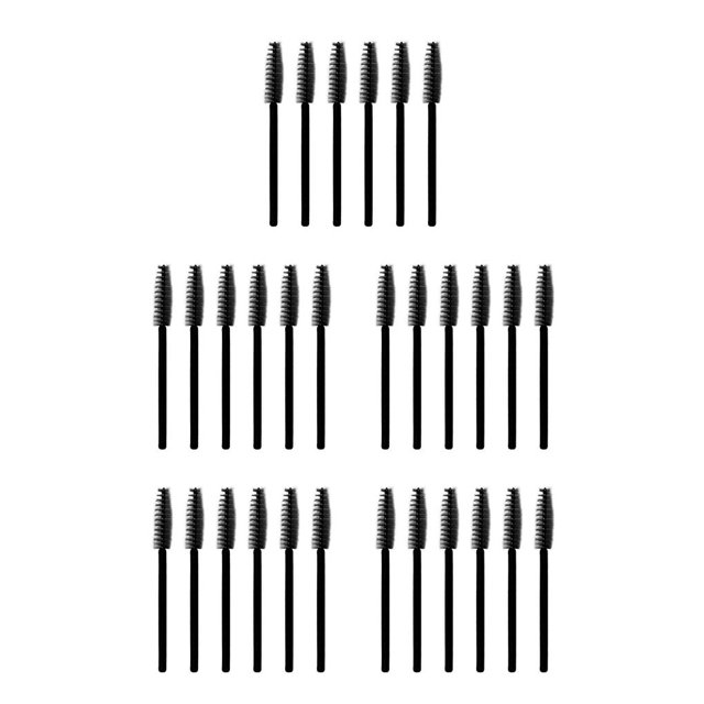 Guardurnaity 50 Unids Cepillo de Pestañas Desechable Nylon Mascara Varitas Maquillaje Portátil Mini Herramientas de Belleza Pestañas Extensión todo negro 5piezas