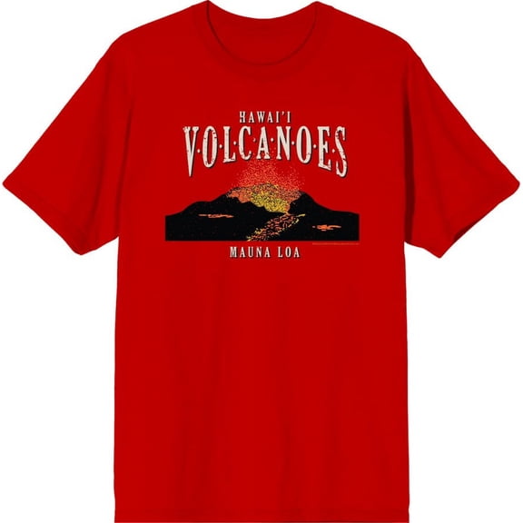 Adventure Society Hawaii Volcanoes Men's Red Crew Neck Short Sleeve Tee-Medium