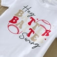 thumbnail image 6 of LNMQLPDBS Baby Girl Summer Outfit 3 Pcs Short Sleeve Crewneck Baseball Letters Prints Tops Bell Bottoms Pants and Baseball Prints Headband Toddler Girl Gift Summer Cute Trendy Clothes Sets ﻿, 6 of 6
