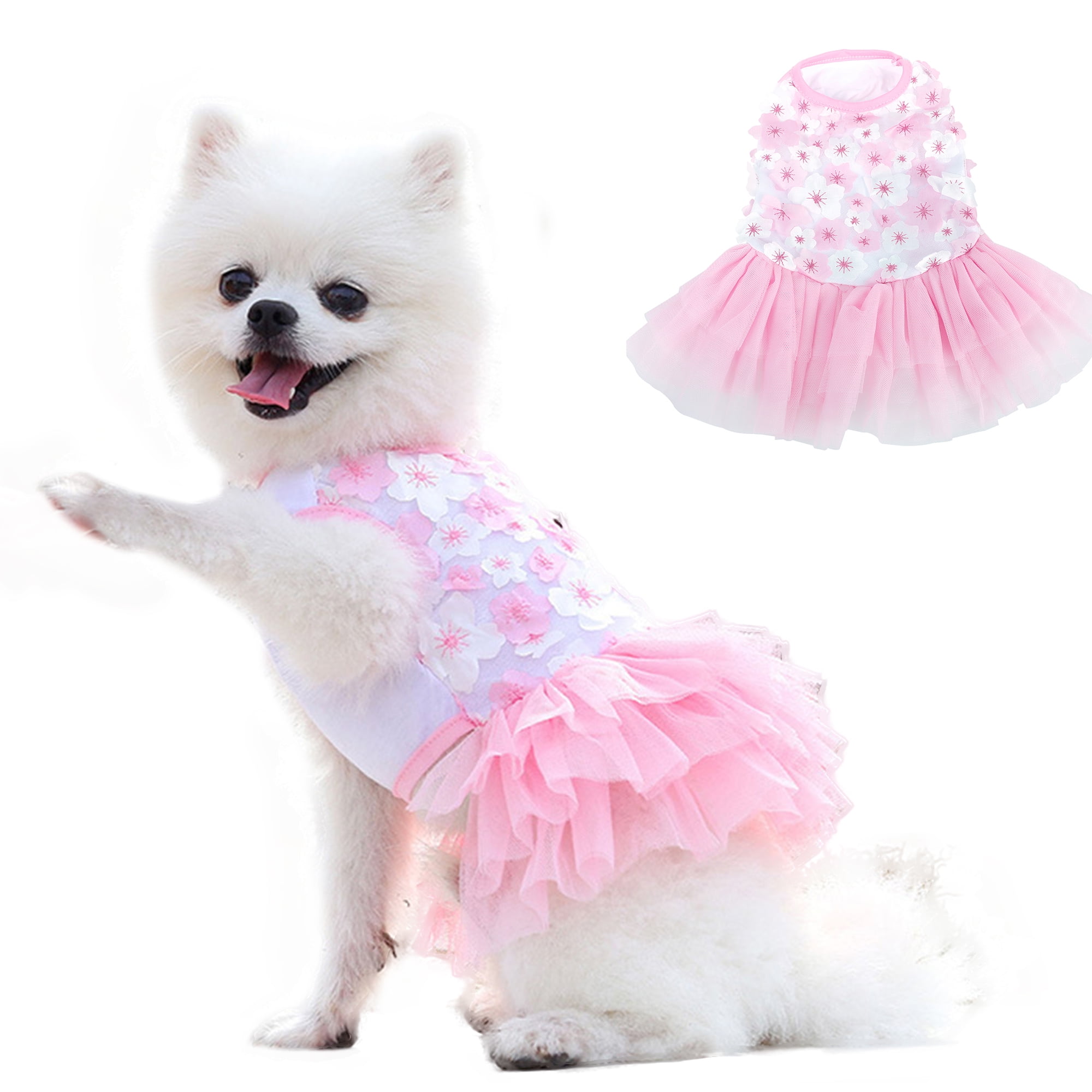Dog Dress,Pet Puppy Skirt Flower Design, Cute Dog Dress Sleeveless