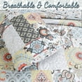 thumbnail image 2 of Cozy Line Home Fashion Floral Patchwork Microfiber Quilt Set, Queen - Reversible, 2 of 5