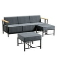 thumbnail image 2 of Unnifurnzi 3 Pieces Patio Furniture Set-High Back 3 Seater Outdoor Couch with Outdoor Ottoman Patio Couch Set for Deck Porch Poolside Balcony-Black/Dark Gray, 2 of 7