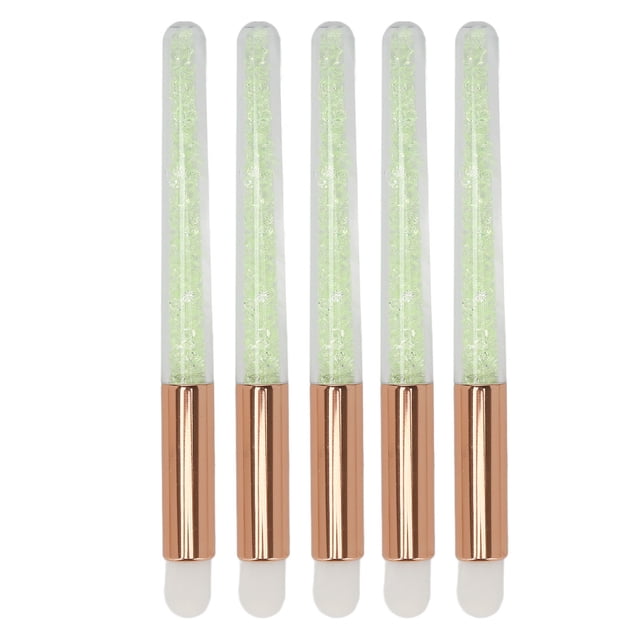 5 pinceles para difuminar labios, punta redonda, mango de diamantes de imitación, de pelo suave, aplicador de difuminado de lápiz labial.
