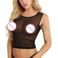 thumbnail image 5 of Women's Summer Short Sleeve Tops See Through Mesh Sheer Sexy T Shirt Blouse, 5 of 9