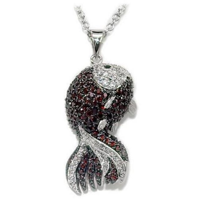 16 in. Rhodium & Ruthenium Brass Chain Pendant with AAA Grade CZ, Multi Color