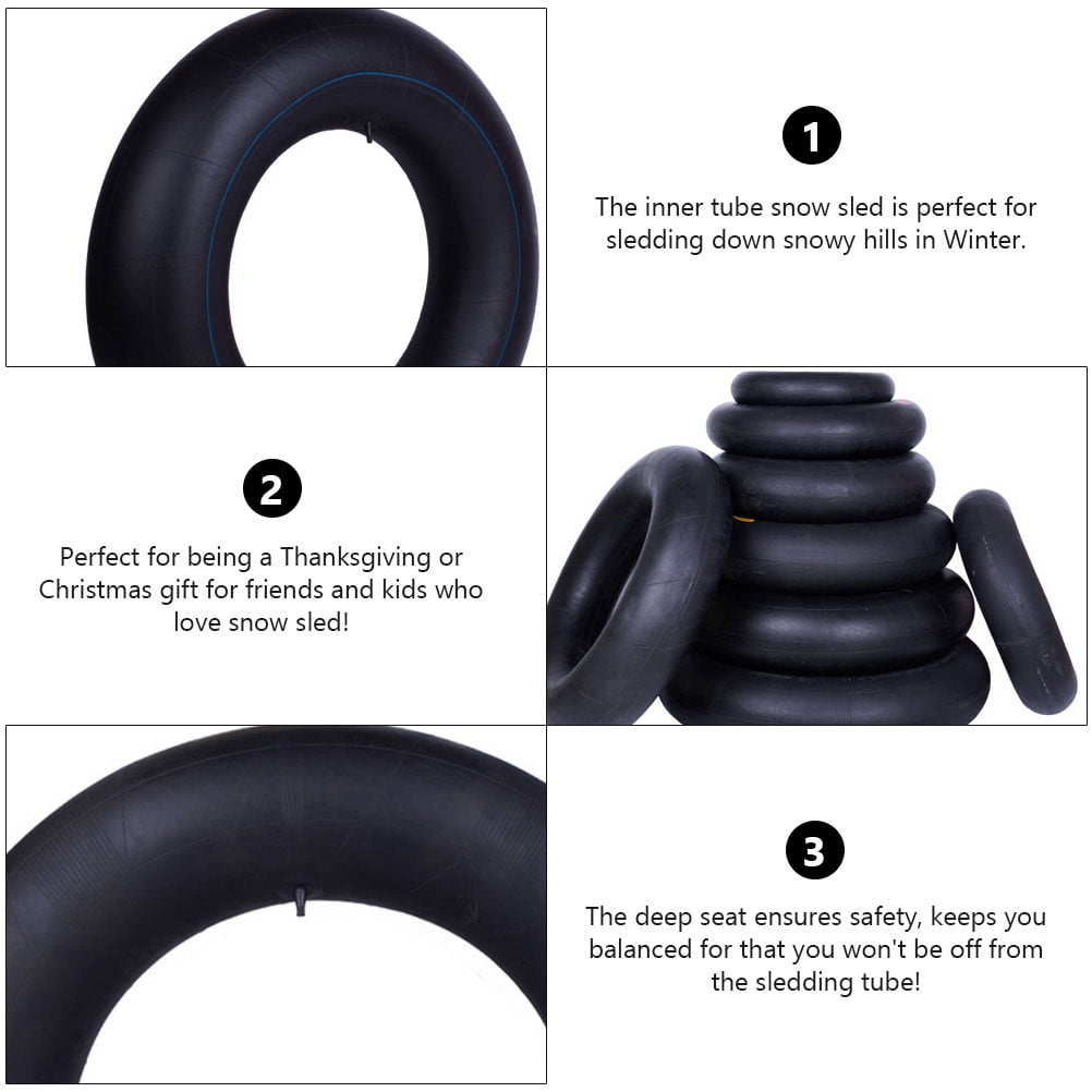 FOMIYES Inflatable Black Snow Inner Tube Thickened Durable Outdoor Sledding Float with Fast Inflation Valve