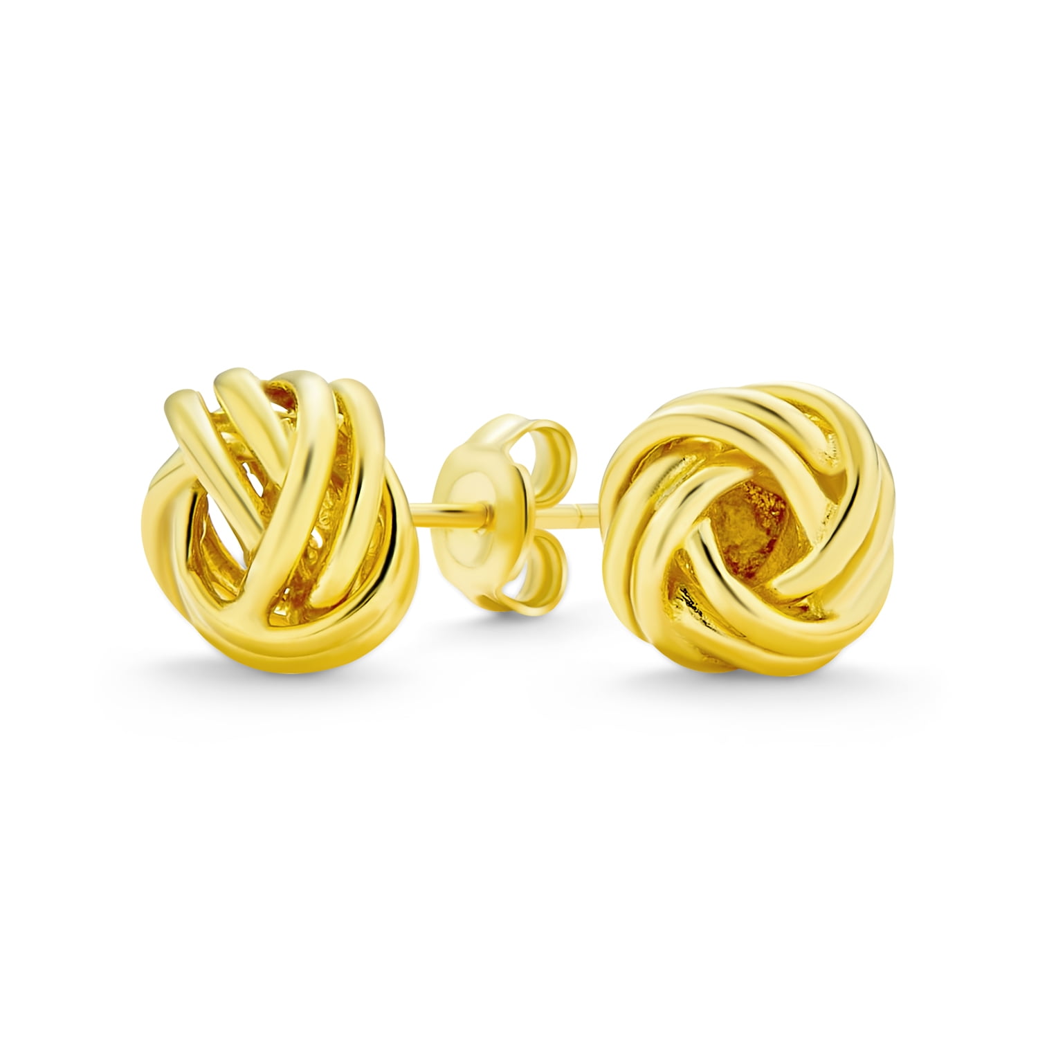 18k yellow gold 925 silver open hoop stud earrings twist rope pattern hoops 15mm 