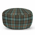 thumbnail image 1 of Tartan Pouf Cover with Zipper, Traditional Classic Scottish Plaid Checkered Pattern with Symmetric Stripes, Soft Decorative Fabric Unstuffed Case, 30" W X 17.3" L, Redwood Cadet Blue, by Ambesonne, 1 of 5