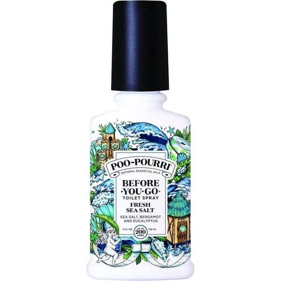 Poo-Pourri Before-You-Go Toilet Spray, Fresh Sea Salt, 4 Fl Oz - Sea Salt, Bergamot and Eucalyptus