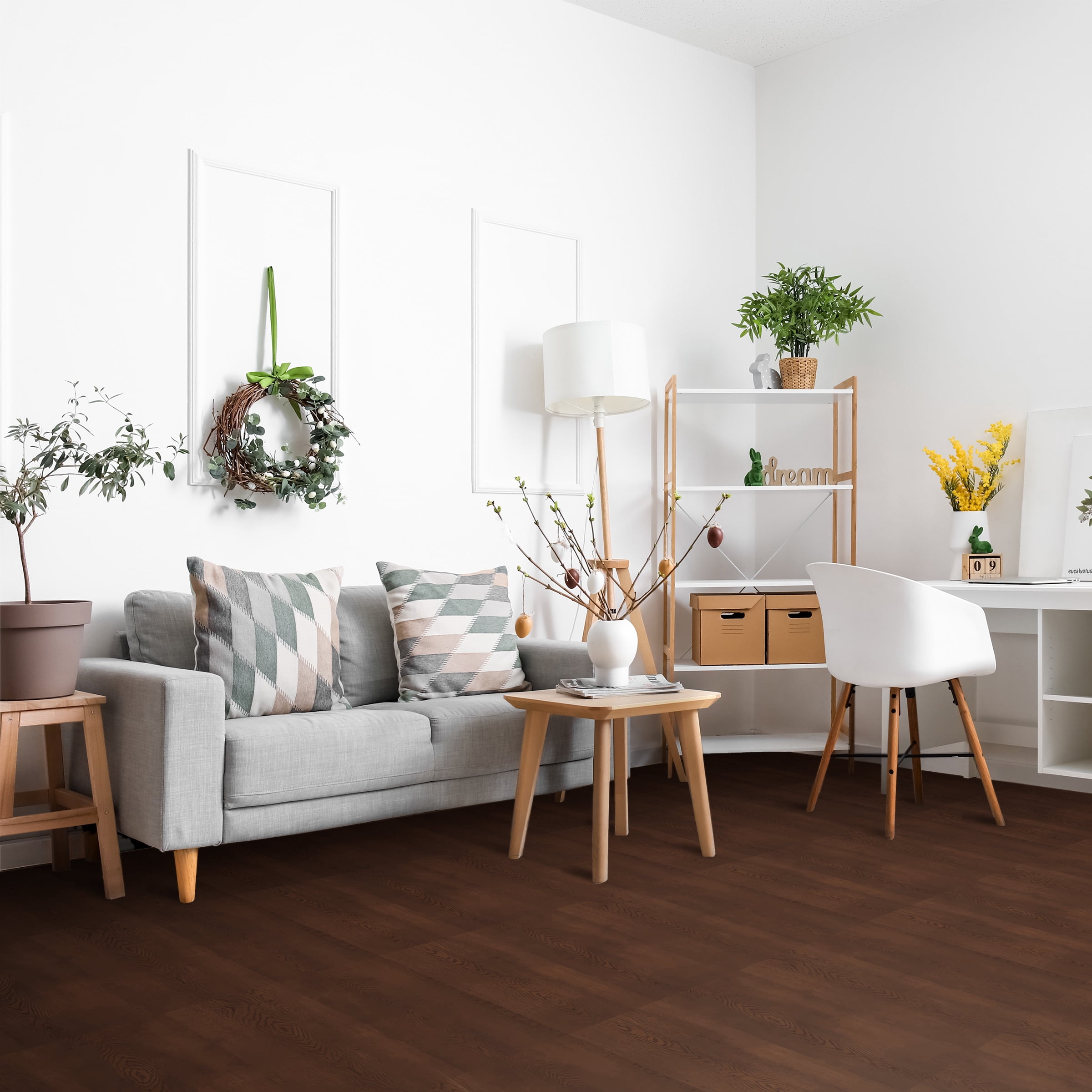 Sorbus Waterproof Wood Grain Foam Floor Tiles, 30 Tiles, 120 Sq Ft, Interlocking, Mahogany