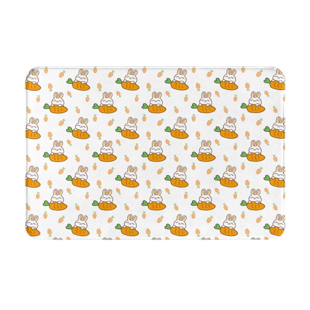 Balery Rabbit And Carrot Felpudo de franela, resistente a las manchas y a la decoloración, para uso interior y exterior, fácil de limpiar, 40 x 60 cm