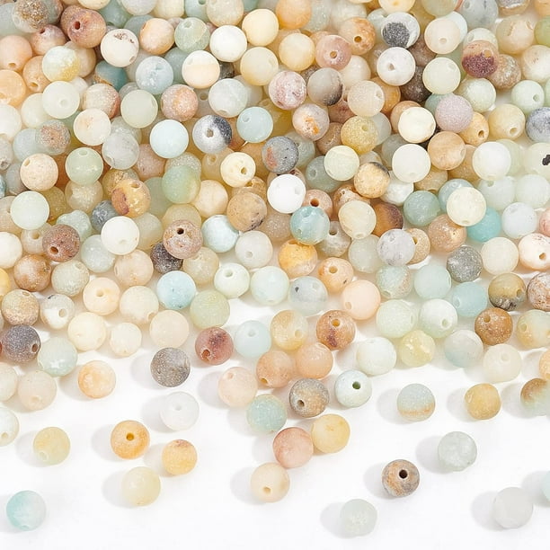 Cuentas naturales, 5 hebras, 4 mm, redondas, esmeriladas, sin teñir, de amazonita natural para hacer collares