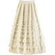 thumbnail image 2 of Falda midi de tul de malla en capas con cintura elástica alta y línea A de hadas para mujer, 2 of 5