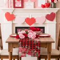 thumbnail image 3 of Valentine's Day Table Runner 14 x 72 Inch, Watercolor Red Pink Dots Love Heart Floral Leaf Red Black Plaid Washable Cotton Linen Dining Table Runner Tabletop Decoration for Restaurant Home Kitchen, 3 of 9