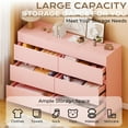 thumbnail image 2 of Ktaxon 6 Drawer Double Dresser with Mirrow Wood Dresser Storage Cabinet Drawer Organizer Chest of Drawers, Pink, 2 of 16
