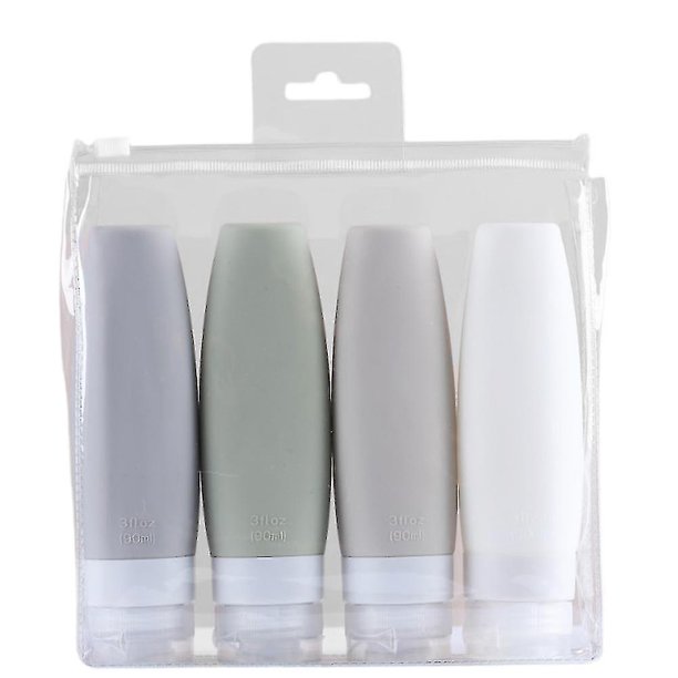 4pcs Silicone Travel Bottles Leak-proof Travel Refillable Liquid Container Set For Shampoo Cream Conditioner