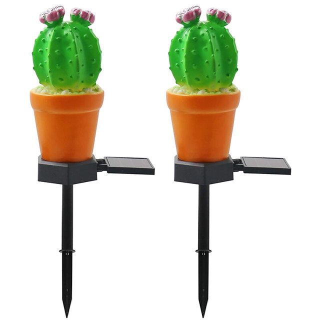 Luz solar para decoración de jardín, 2 piezas, impermeable, columna de cactus, luz de paisaje, pasillo, jardín, césped, decoración de pasarela
