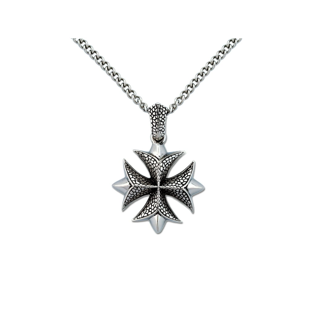 Forever New - Men's Stainless Steel Iron Cross Pendant, 24