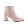 thumbnail image 3 of BLISSFUL STEP Women's Pointy Toe Side Zip Block Heels Ankle Boots Dust Pink 6, 3 of 7