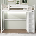 thumbnail image 4 of Harper & Bright Designs Full Loft Bed with Wardrobe and LED Lights, Wood Loft Bed Frame with Storage Shelves and Bookcase, White, 4 of 12