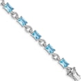 thumbnail image 1 of Sterling Silver Rhodium-Plated Blue And Clear Cz Bracelet Made In China qx606cz, 1 of 5