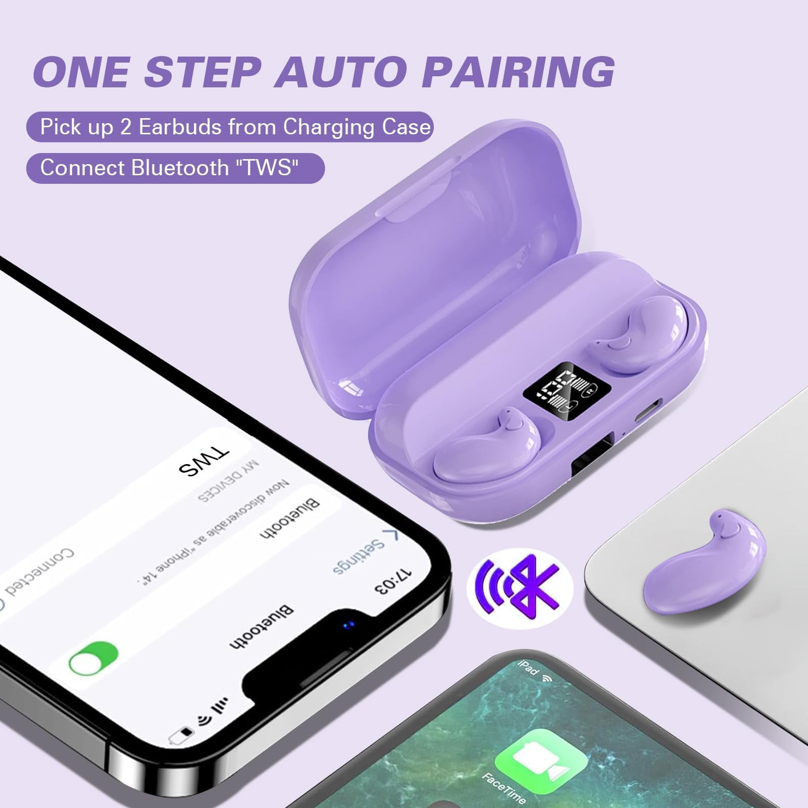 Findtime True Wireless Bluetooth Sleep Earbuds with IPX5 Waterproof, White