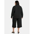 thumbnail image 2 of Just My Size Women's Plus Gauze Button Up Shirt and Capri Pants Set, 2-Piece, 21" Inseam, Sizes 0X-4X, 2 of 4