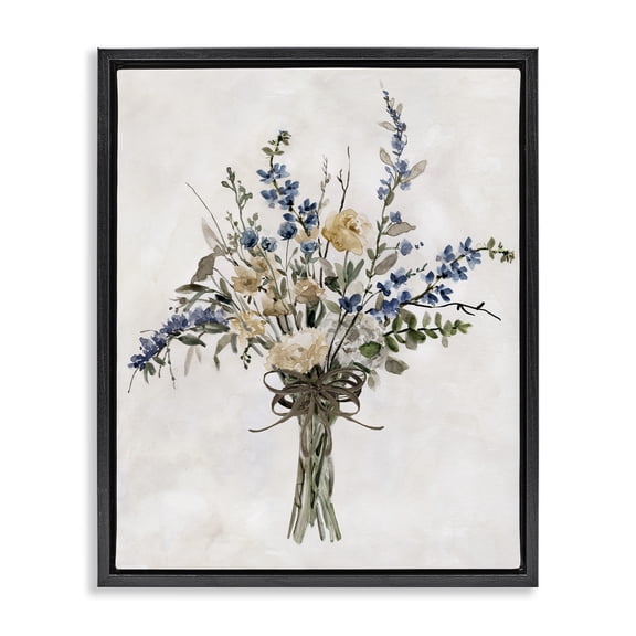 Stupell Industries Traditional Subdued Flower Bushel Black Floating Frame Canvas Art, 17 x 21, by Carol Robinson