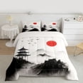 thumbnail image 2 of Homewish Japanese Ukiyo-E Full Size Comforter Sets,Painting Art Bedding Comforter Set,White Gray Bedding Sets For Adults,Breathable Home Decor Reversible,3pcs, 2 of 8